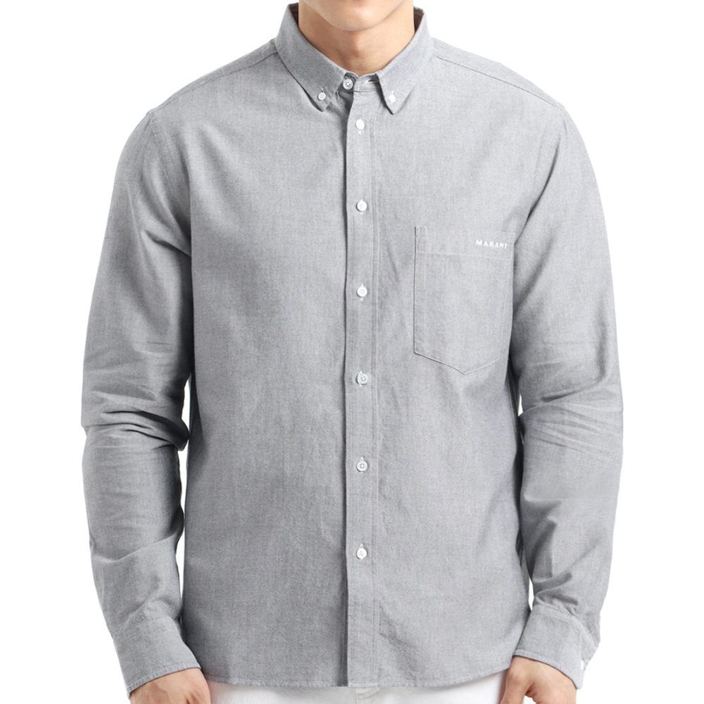 ISABEL MARANT Long-Sleeve Grey Button-Down Shirt with Design